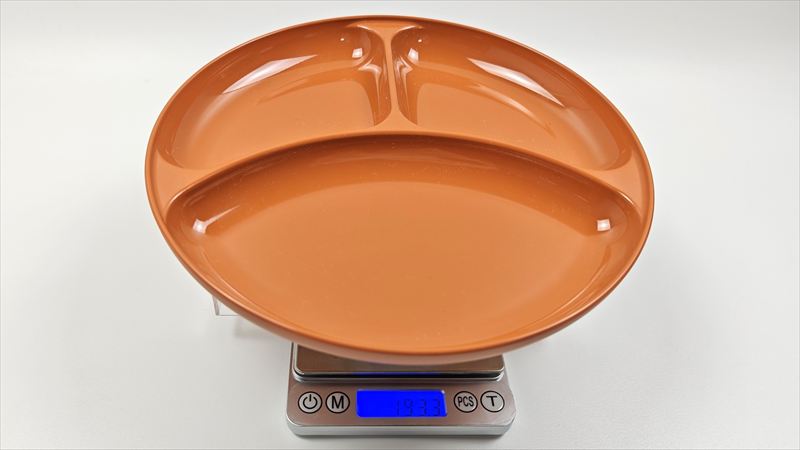 「山中塗 ランチプレート」の重さは実測193.3g