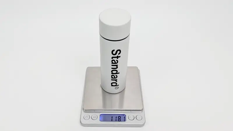 「ステンレスボトル 140ml」の重さは実測118.1g