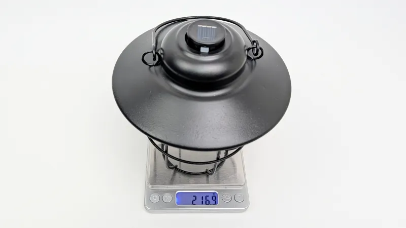 「ランタン型 ソーラーライト」の重さは実測216.9g