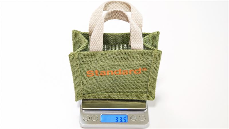 「ミニジュートトートバッグ」の重さは実測33.5g